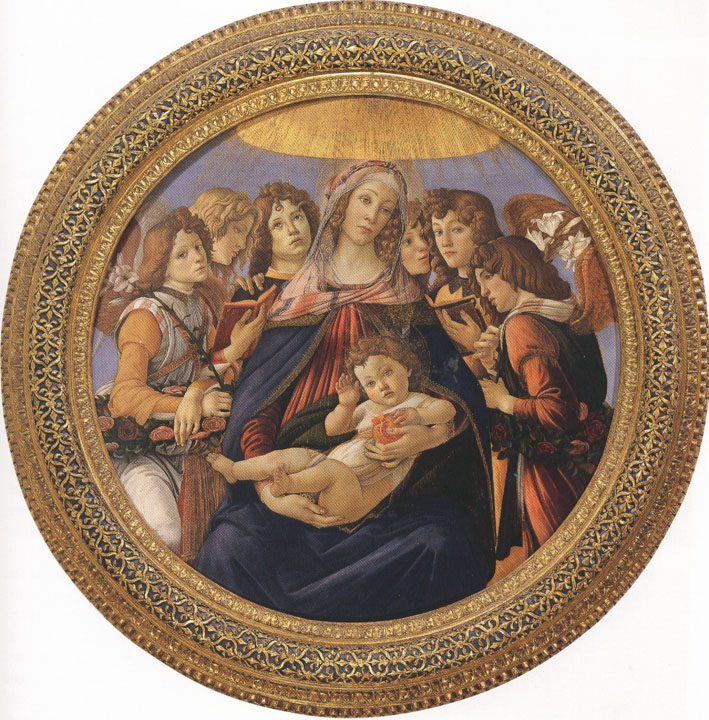 Madonna and Child with six Angels or Madonna of the Pomegranate (mk36)